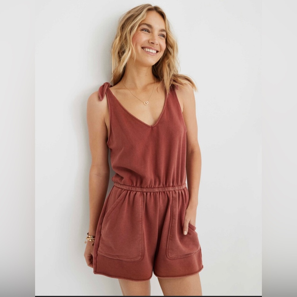 Aerie Sunset Terry Fleece Tie Romper